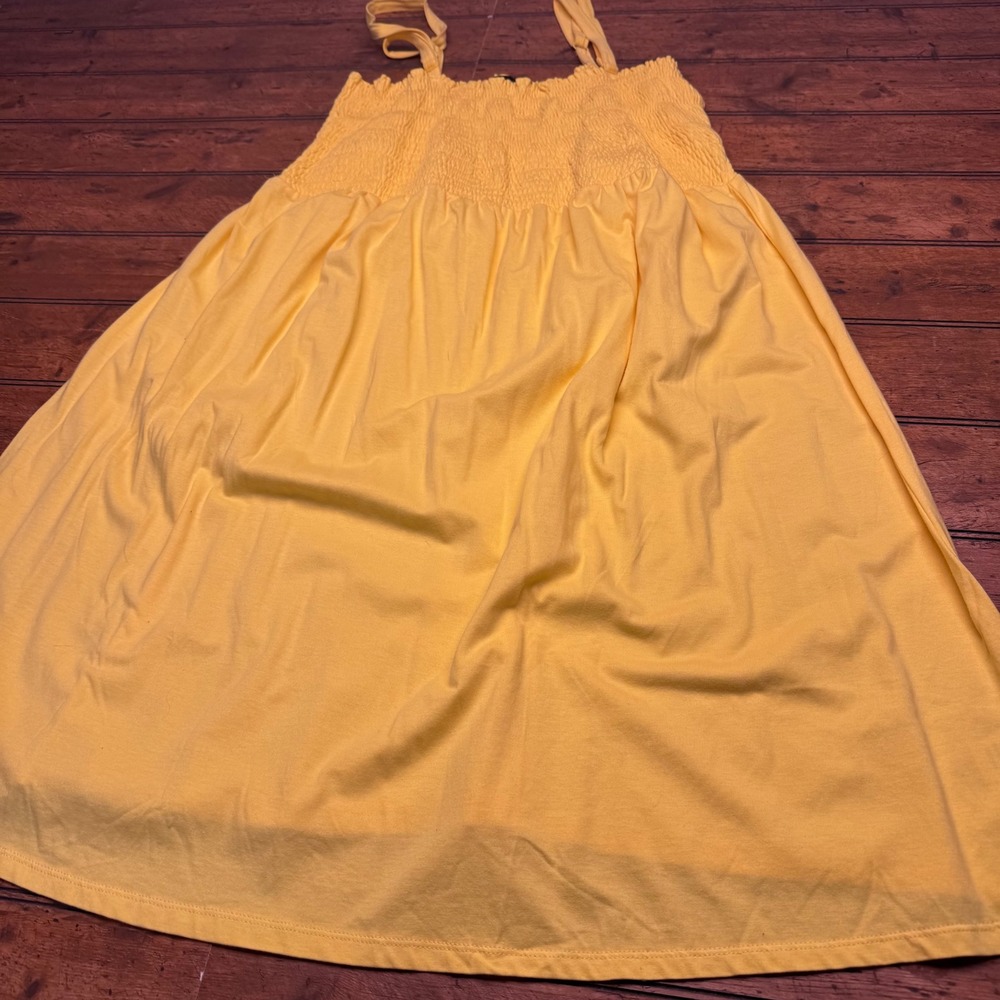 Ellos Yellow Smocked Bodice Sleeveless Knit‎ Dress Plus Size 1X 22/24